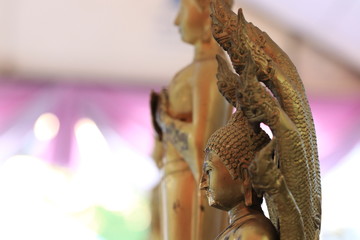 Gloden buddha statues in buddhist temple