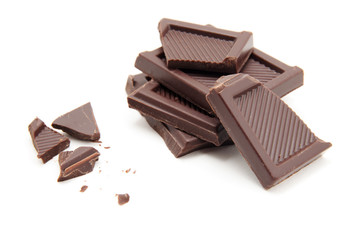 Roughly cut chunks of a chocolate bar