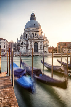 Parked gondolas in Venice, Italy