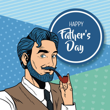 Happy fathers day pop art card vector illustration graphic design