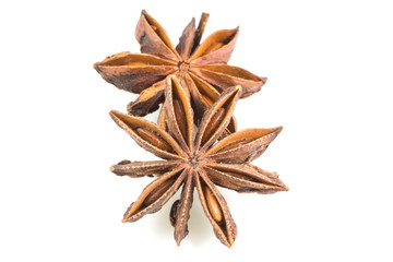 anise and seeds isolated on white background, Star anise spice fruits and seeds isolated on white background close up with clipping path.
