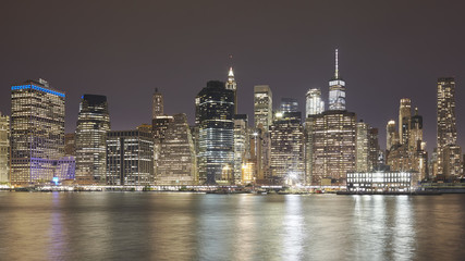 Fototapeta na wymiar Manhattan skyline at night, New York City, USA