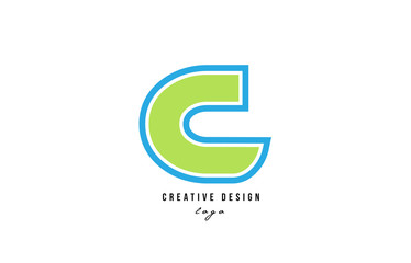 blue green alphabet letter c logo icon design