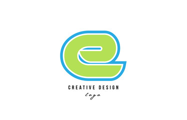 blue green alphabet letter e logo icon design