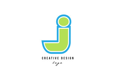 blue green alphabet letter j logo icon design