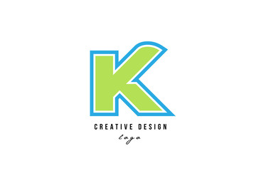 blue green alphabet letter k logo icon design