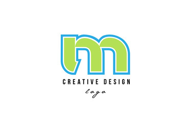 blue green alphabet letter m logo icon design