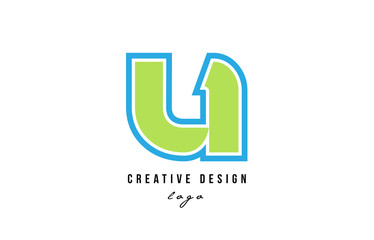 blue green alphabet letter u logo icon design