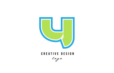 blue green alphabet letter y logo icon design