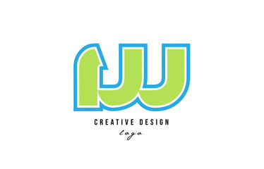 blue green alphabet letter w logo icon design