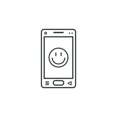 Black and white  illustration of smartphone with smile