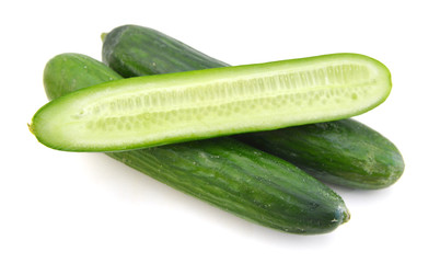 fresh cucumbers isolated on white