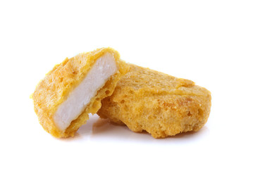 Fried chicken nuggets isolated on white