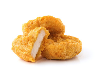 Fried chicken nuggets isolated on white
