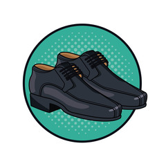 Elegant shoes for male pop art cartoon vector illustration graphic design