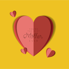 happy mothers day with heart card vector illustration design