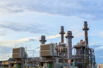 Electric power plant with blue hour.
