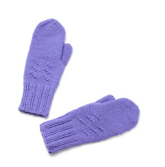 Pink mittens isolated on white background