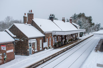 Wymondham Railway Station in the snow