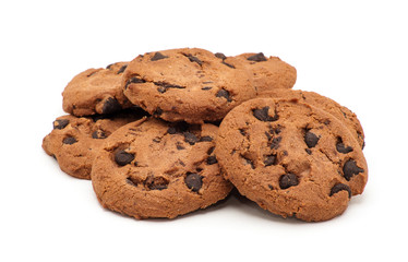Chocolate chip cookie on white