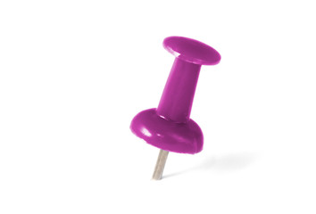 A pink Thumbtack isolated on a white background