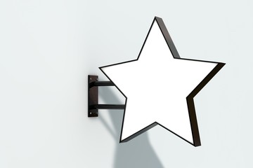 Blank white company store sign mock up on a wall. 3D Rendering