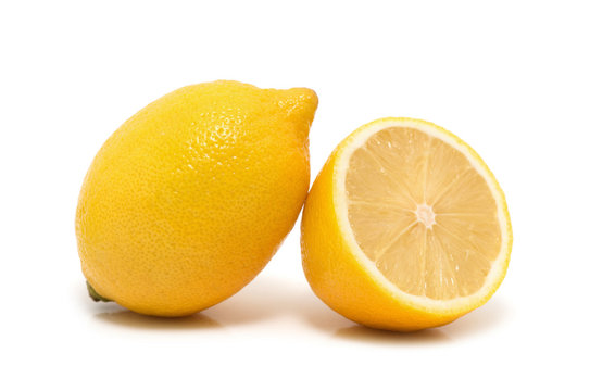 two juicy lemons isolated on a white