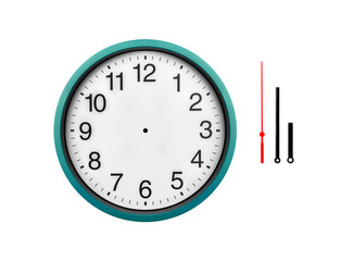 Blue wall clock isolated on a white background.