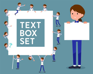 flat type Store staff Blue uniform women_text box