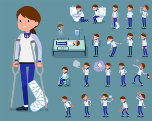 flat type Store staff Blue uniform women_sickness