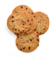 Extreme close-up image of chocolate chips cookies