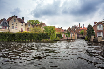 Canal at the medieval city of Brugge Belgium