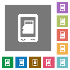 Mobile memory card square flat icons