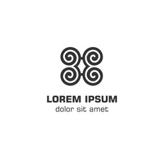 Abstract butterfly, double 3, swirl. Vector logo template