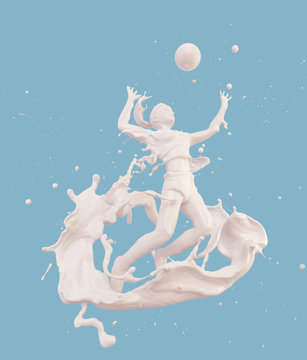 Splash of milk shaped like an athlete