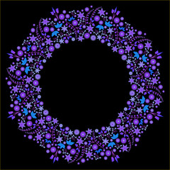 floral ornament blue wreath frame for greetings