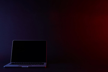 turned off laptop with blank screen on dark