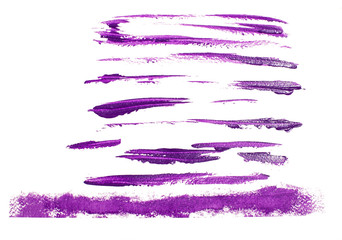 Set of purple acrylic brush strokes