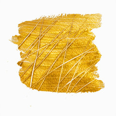 Golden acrylic banner with intersecting scratches