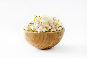 Popcorn in bowl isolated on white background
