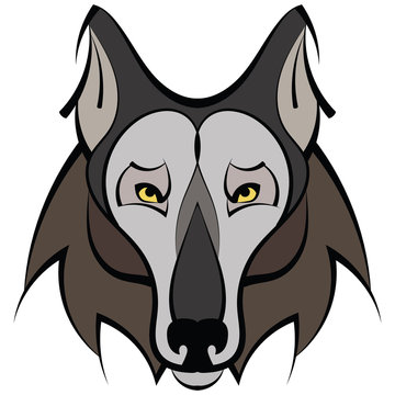 Beautiful wolf tattoo.Vector wolf's head as a design element on isolated background 