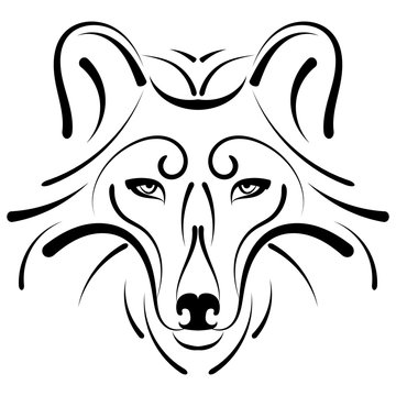 Beautiful wolf tattoo.Vector wolf's head as a design element on isolated background 