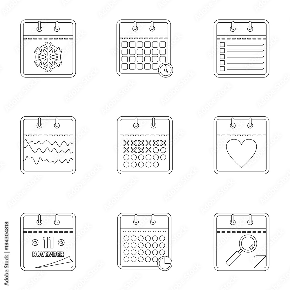 Poster journal icons set. outline set of 9 journal vector icons for web isolated on white background