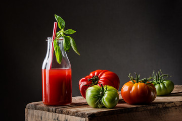 tomato composition and tomato juice - obrazy, fototapety, plakaty
