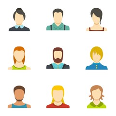 Self identification icons set. flat set of 9 self identificationvector icons for web isolated on white background