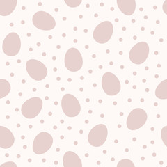 Seamless pattern with white Easter egg shapes and polka dots or confetti