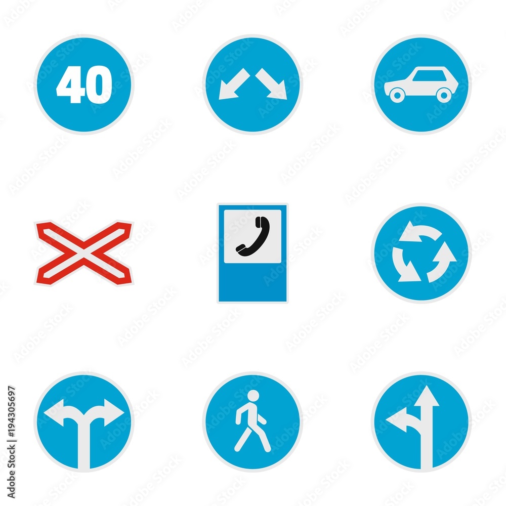 Poster guide mark icons set. flat set of 9 guide mark vector icons for web isolated on white background