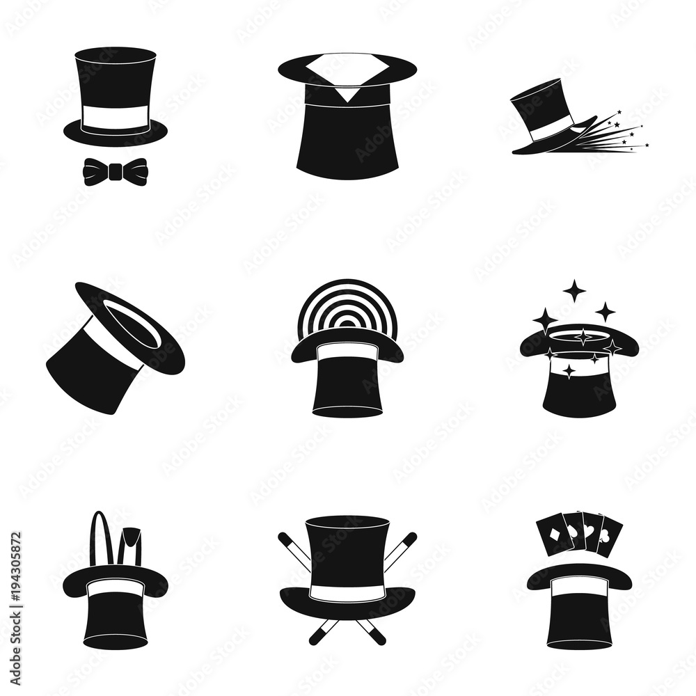 Poster bonnet icons set. simple set of 9 bonnet vector icons for web isolated on white background