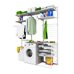 interior of home laundry without shadows on a white background 3d