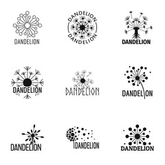 Dandelion bloom icons set. Simple set of 9 dandelion bloom vector icons for web isolated on white background